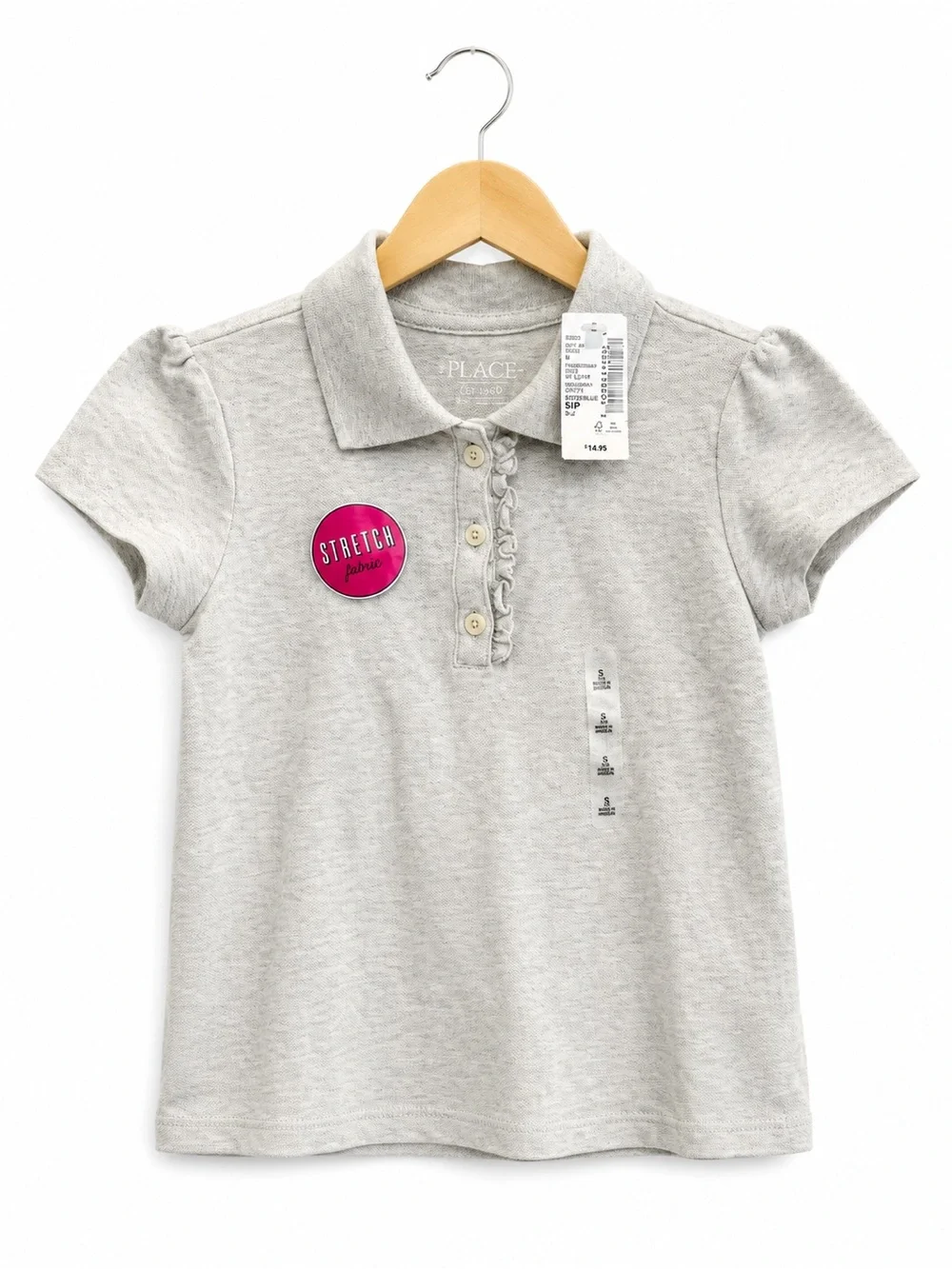The Children's Place Girls' Uniform Light Gray Stretch Polo Top - Set of 2